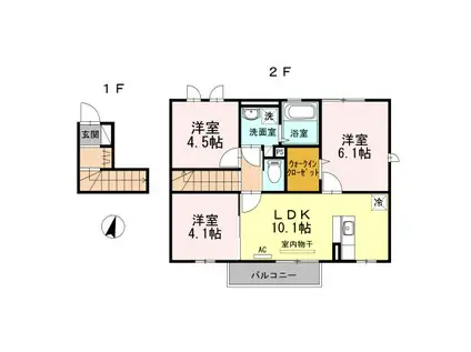 スノーウィコートVI(3LDK/2階)の間取り写真