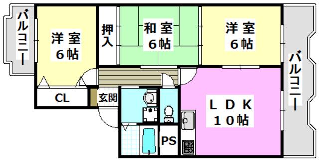メゾン辻(3LDK/4階)の間取り写真