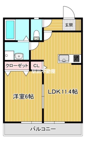 ファーデンベルク大木町(1LDK/1階)の間取り写真
