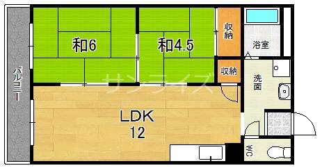 高井田ランプハウス(2LDK/4階)の間取り写真