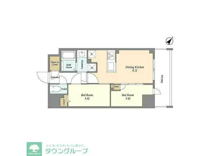 AUGUSTA RESIDENCE 新小岩(2DK/12階)の間取り写真