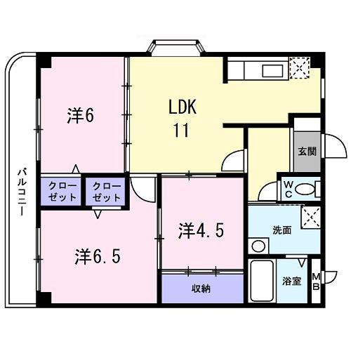 ヴィラブルーメ(3LDK/2階)の間取り写真