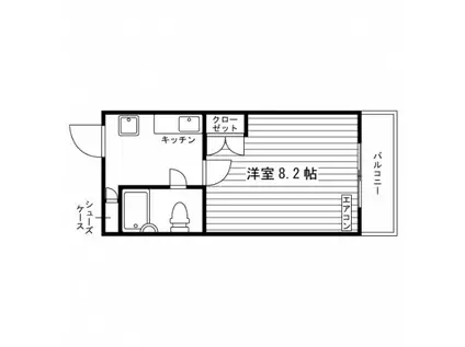 フラワー33(1K/3階)の間取り写真