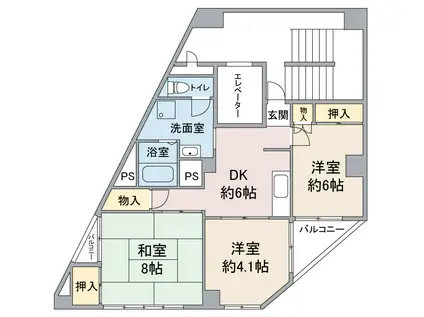 ダイサンコーポ並木(3DK/7階)の間取り写真