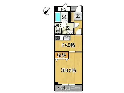 ガーデンヒルズ(1K/3階)の間取り写真