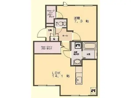 アドバンス八木(1LDK/1階)の間取り写真