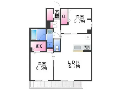 シャーメゾン アクシス(2LDK/1階)の間取り写真