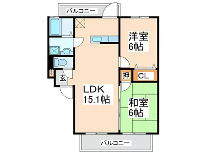 フォレストTOMI(2LDK/2階)の間取り写真
