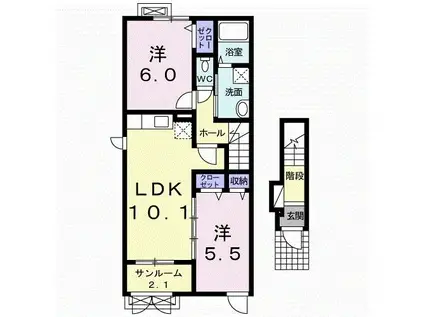 グレイス ビクトリー III(2LDK/2階)の間取り写真