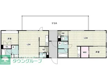 MEDIC GARDEN 柿の木坂(2LDK/1階)の間取り写真