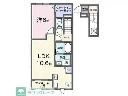 リ・ヴィラキーファB(2LDK/2階)の間取り写真