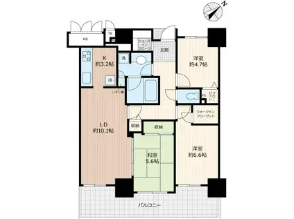 アップルタワー東京キャナルコート(3LDK/18階)の間取り写真