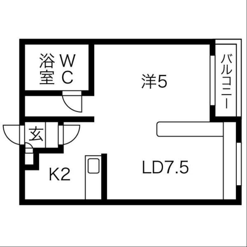 ハウスオブリザ平岸壱番館(1LDK/2階)の間取り写真