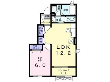 エヌヴィラージュ(1LDK/1階)の間取り写真