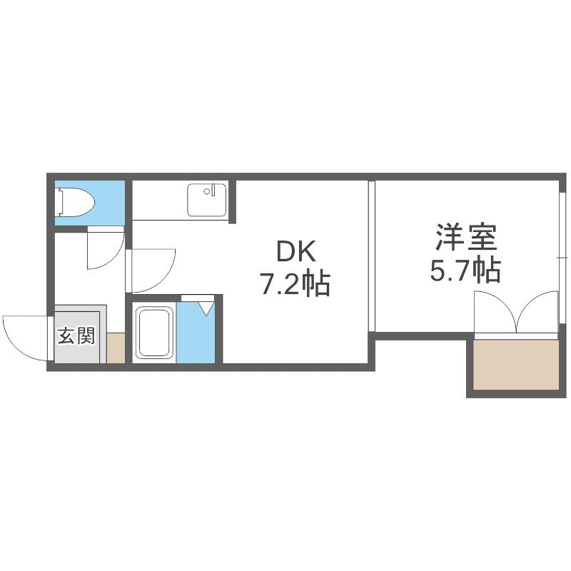 デベックス澄川47(1DK/1階)の間取り写真