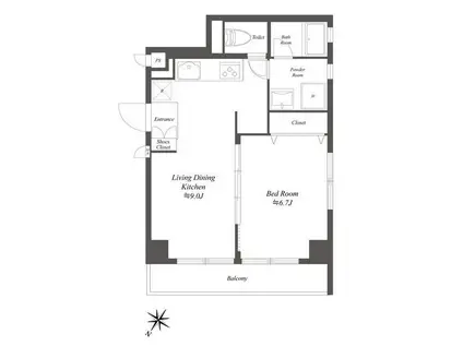 ミリアレジデンス池上(1LDK/3階)の間取り写真