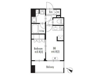 プライマル森下II(1DK/13階)の間取り写真
