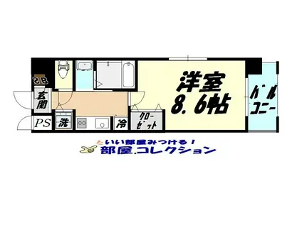 ベイプレイス小倉(1K/6階)の間取り写真