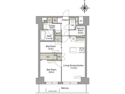 ヴェール・クレール武蔵小杉(2SLDK/4階)の間取り写真