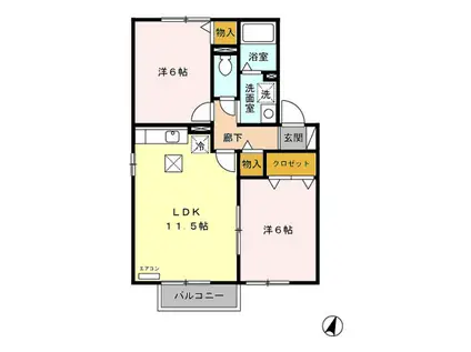 グリーンテリア第10(2LDK/1階)の間取り写真