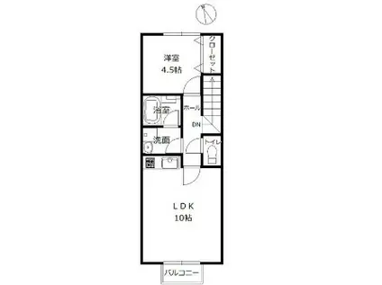 RETINA河原町II(1LDK/2階)の間取り写真
