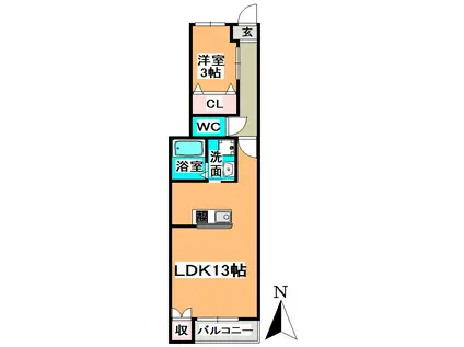 瑞穂ヶ丘ビリーブ館(1LDK/2階)の間取り写真