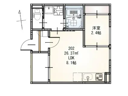 R-SMART仙台宮千代(1LDK/2階)の間取り写真