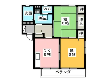 ブランエトワールA(2DK/2階)の間取り写真