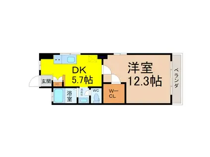 横電千成ビル(1DK/3階)の間取り写真