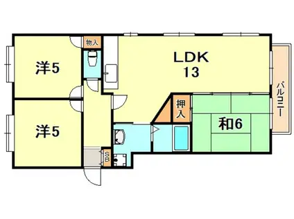 ヴィユー歌敷山(3LDK/3階)の間取り写真