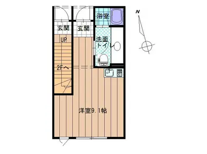 ユニテラス東原(ワンルーム/1階)の間取り写真