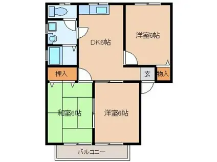 サングレース(3DK/1階)の間取り写真