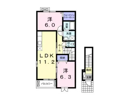 サニーヴィレッジA(2LDK/2階)の間取り写真
