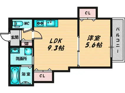 GMヒルズ今津北A棟(1LDK/2階)の間取り写真