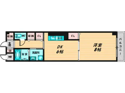 サル ドゥ セジュールII(1DK/2階)の間取り写真