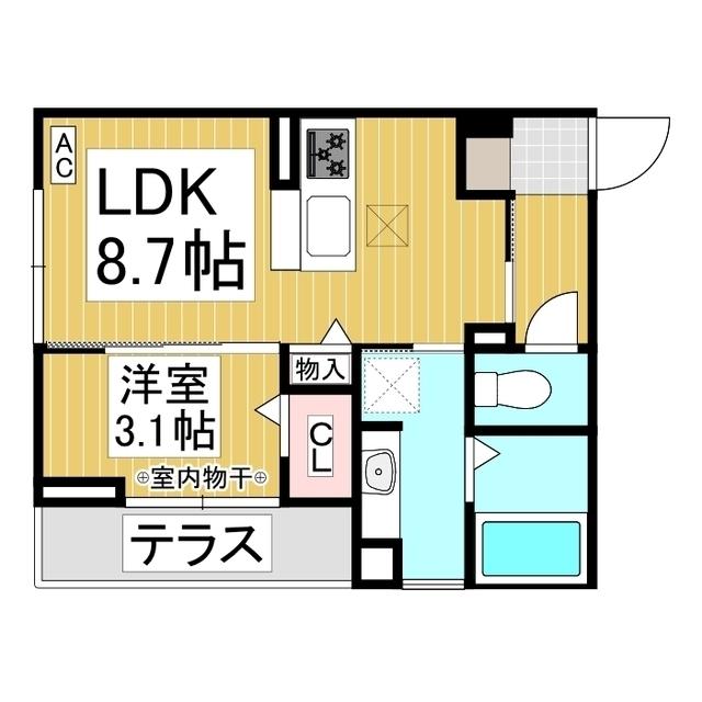 J-ROOM妃 VII番館 屋代駅前(1LDK/1階)の間取り写真