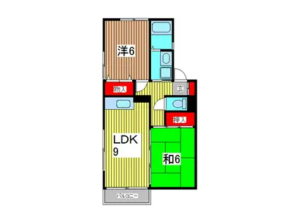 ナチュラルハウス A(2LDK/2階)の間取り写真