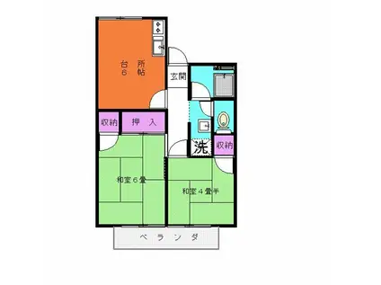 シャルム藤が丘(2DK/1階)の間取り写真