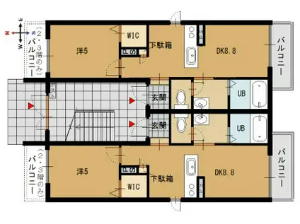 キューブ南浜(1DK/3階)の間取り写真