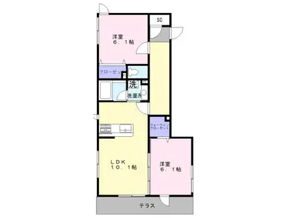メゾンクレール(2LDK/1階)の間取り写真