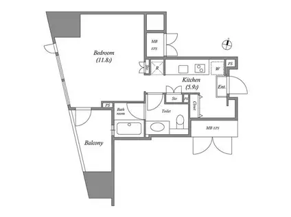 CAVANA麻布台(ワンルーム/7階)の間取り写真