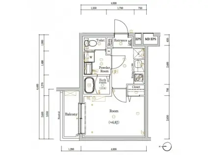 スカイコートソレア新丸子(1K/3階)の間取り写真