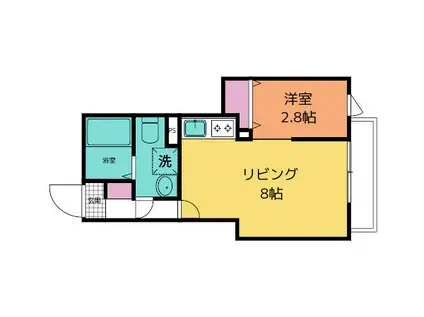 メリディアン泉パークタウン高森(1LDK/2階)の間取り写真