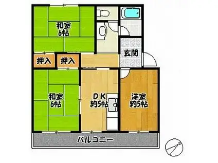 北摂コーポ(3DK/1階)の間取り写真