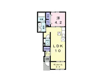 ネオ ファースト III(1LDK/1階)の間取り写真