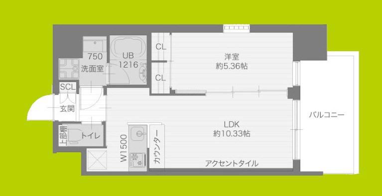 プレジオ城東(1LDK/12階)の間取り写真