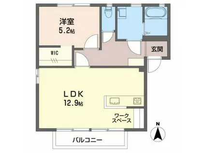 ドミール野村B(1LDK/2階)の間取り写真