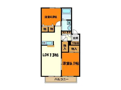 カーサベッラ(2LDK/2階)の間取り写真