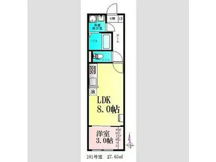 AMELO台原(1LDK/1階)の間取り写真