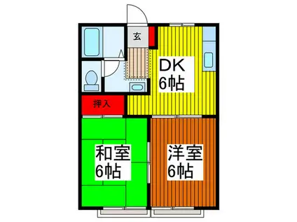 バリュース・ナガシマ(2DK/2階)の間取り写真